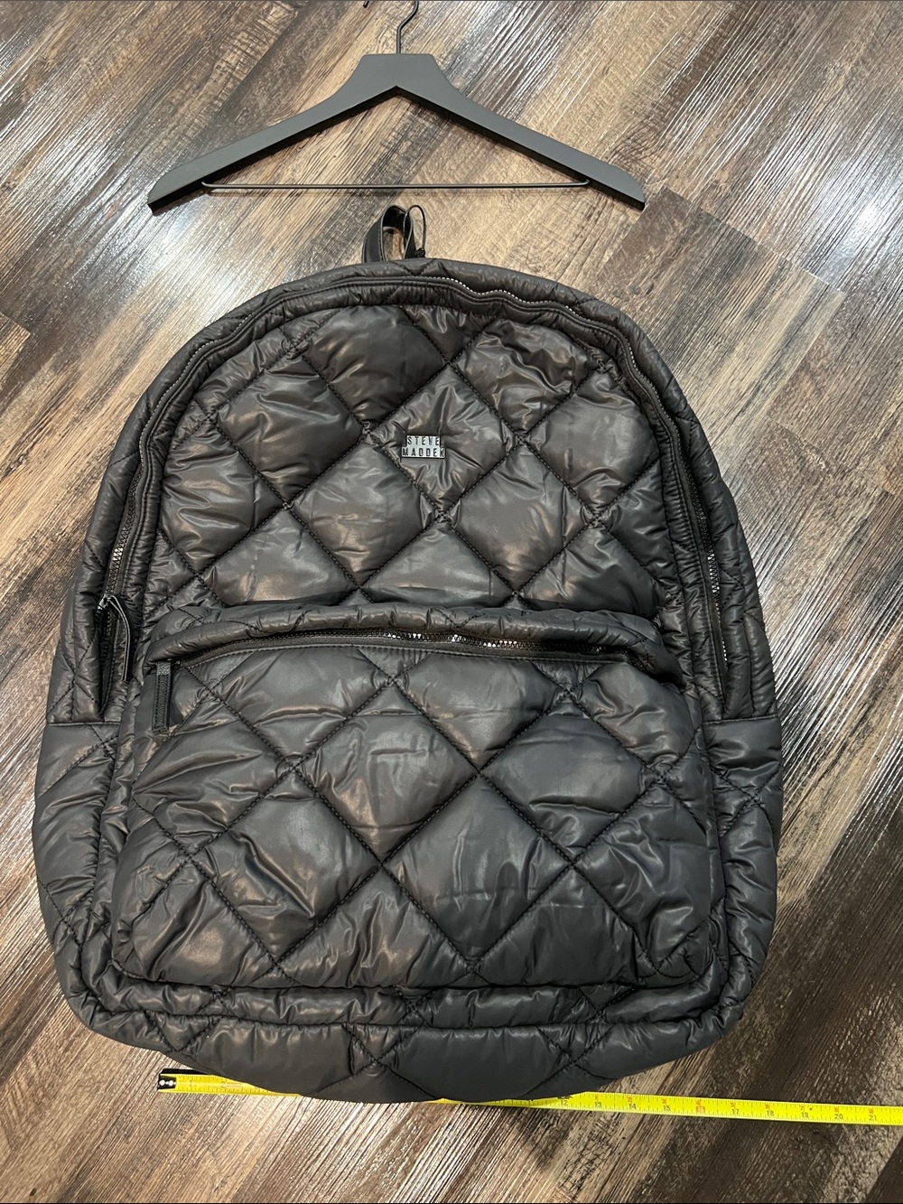 OVERSIZED unisex Quilted Black Puffer Backpack